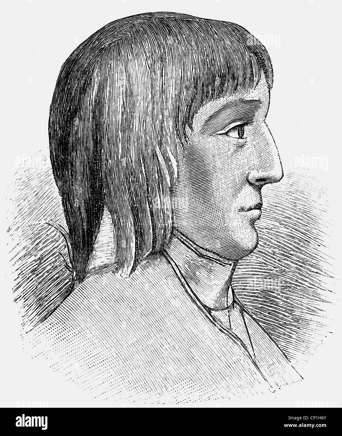 Napoleon I, 15.8.1769 - 5.5. 1821, Emperor of the French 2.12.1804 -  22.6.1815, portrait, sideface, at the age of 16, drawing, 1785 Stock Photo  - Alamy