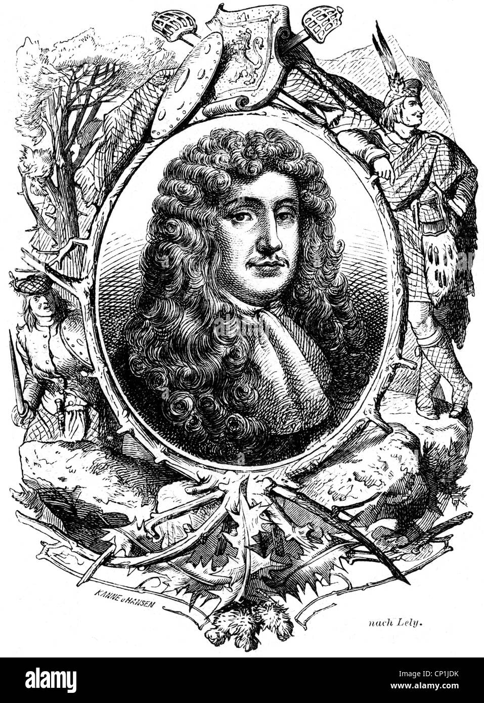 Murray, John, 2.5.1631 - 6.5.1703, 1st Marquess of Atholl, Scotish politician, portrait, wood engraving, 19th century, Stock Photo
