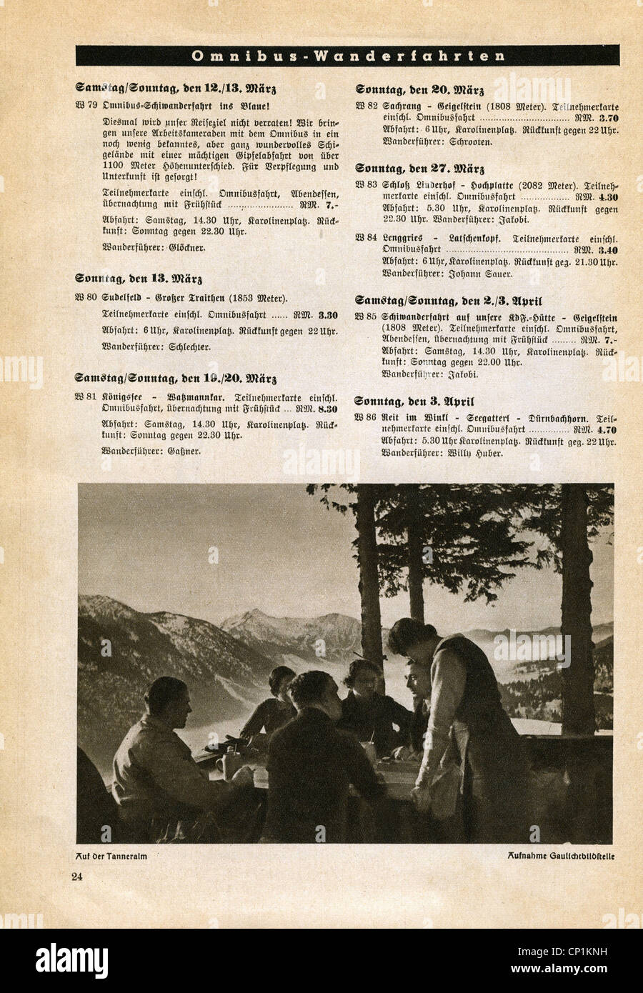 Nazism / National Socialism, organisations, 'Kraft durch Freude' ('Strength through Joy', KdF), journeys, advert, hiking rides, magazine of Gau Munich Upper Bavaria, March 1938, Additional-Rights-Clearences-Not Available Stock Photo