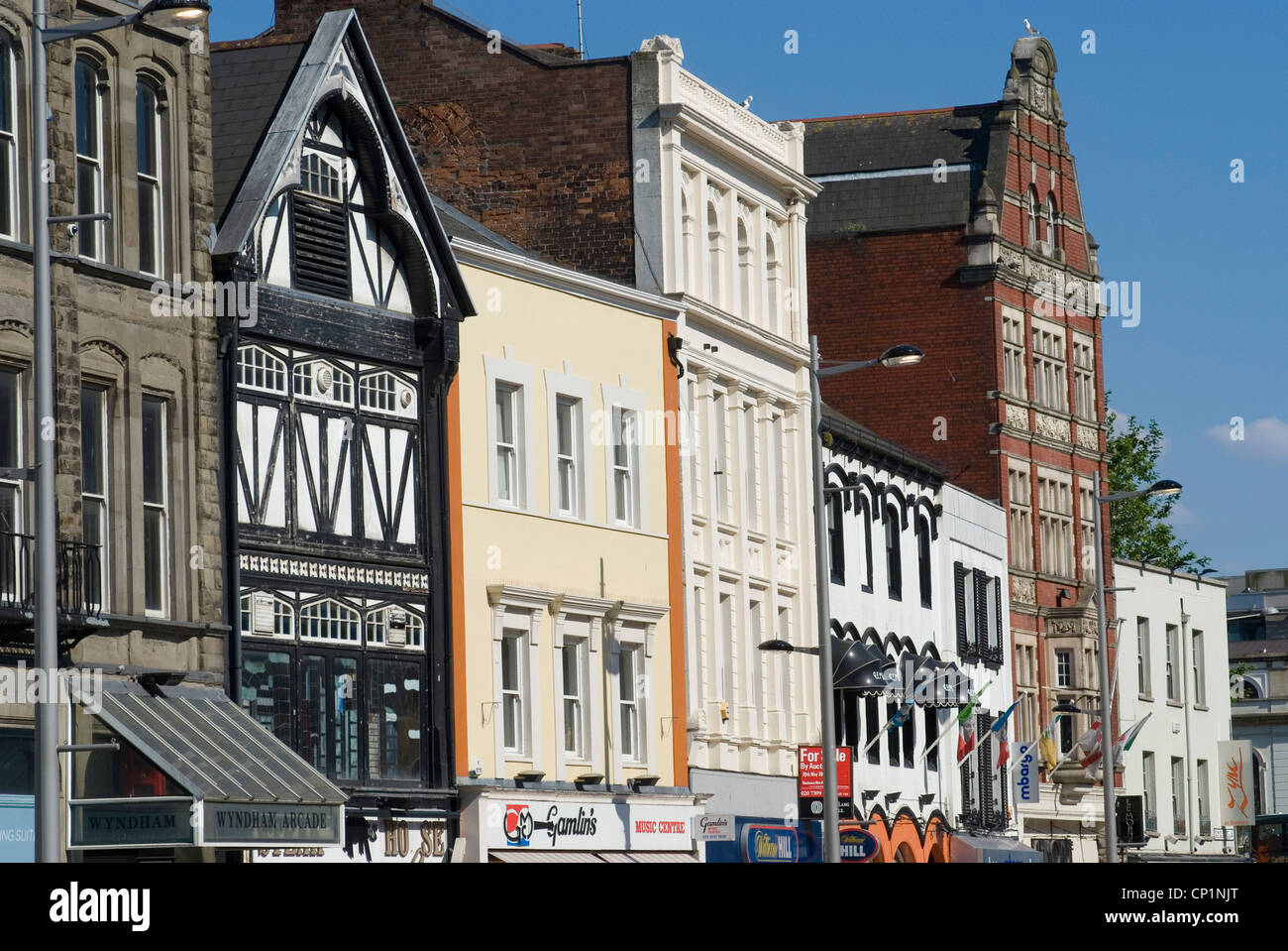 Building details, St Mary's Street, Cardiff, Wales Stock Photo Alamy