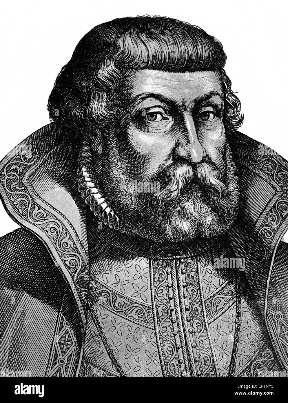 John George, 11.9.1525 - 8.1.1598, Elector of Brandenburg 3.1.1571 - 8.1.1598, portrait, steel engraving, 19th century, , Artist's Copyright has not to be cleared Stock Photo