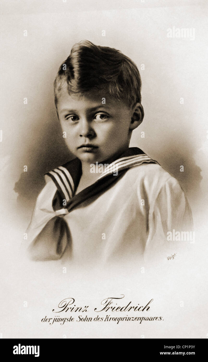 Frederick, 19.12.1911 - 20.4.1966, Prince of Prussia, German businessman, as child, portrait, picture postcard, Voigt, circa 1913, Stock Photo