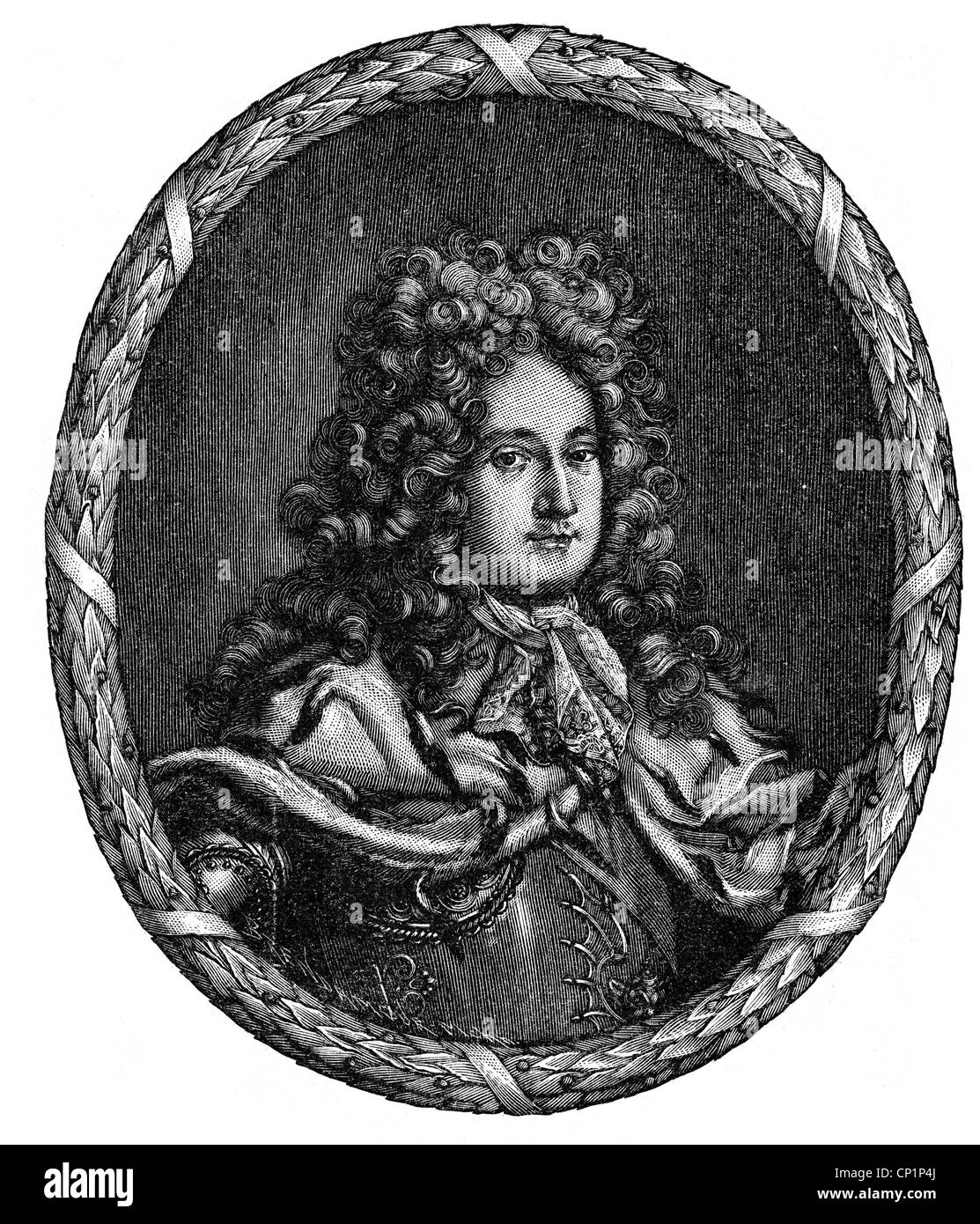 Frederick I, 11.7.1657 - 25.2.1713, King in Prussia  18.1.1701- 25.2.1713, portrait, copper engraving, late 17th century, Artist's Copyright has not to be cleared Stock Photo