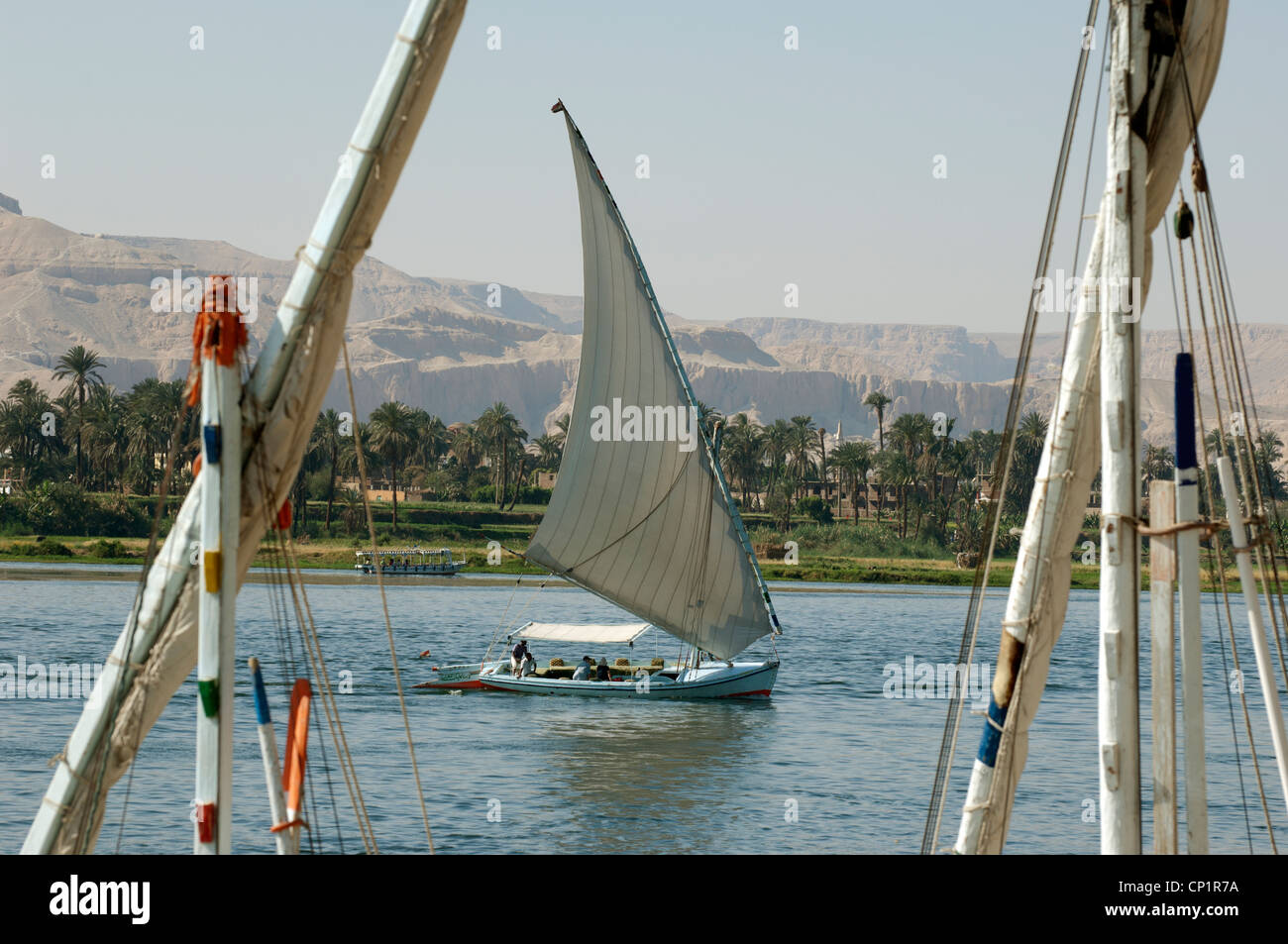Feluccas sailing on the River Nile in Luxor Egypt Stock Photo - Alamy