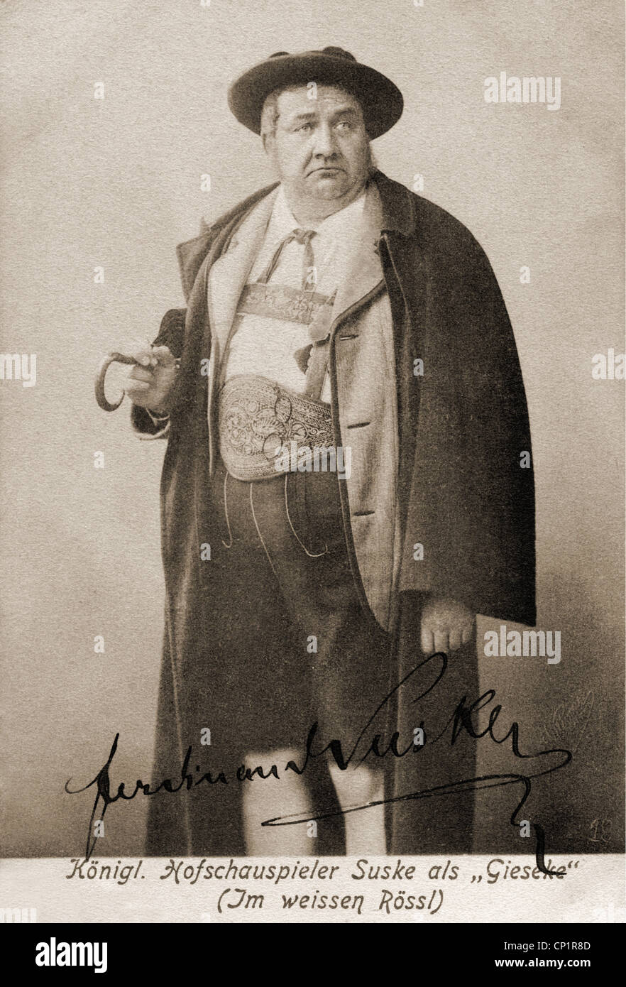 Suske, Ferdinand, * 1857, German actor, half length, as 'Gieseke' in the play 'Im Weissen Roessl' by Oskar, Stock Photo