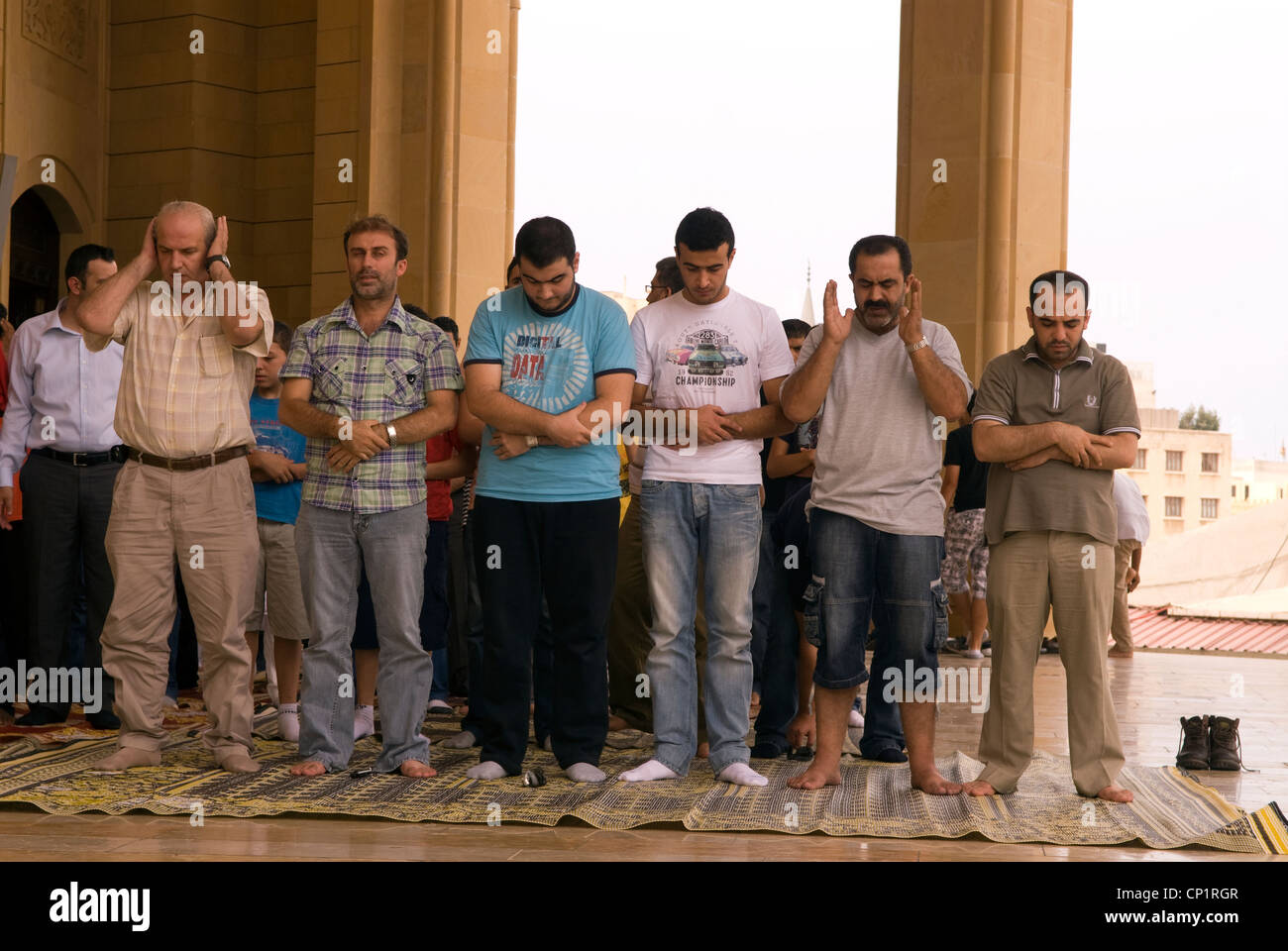 Friday prayers at Muhammad Al-Amine Mosque, Downtown, Beirut, Lebanon. Stock Photo