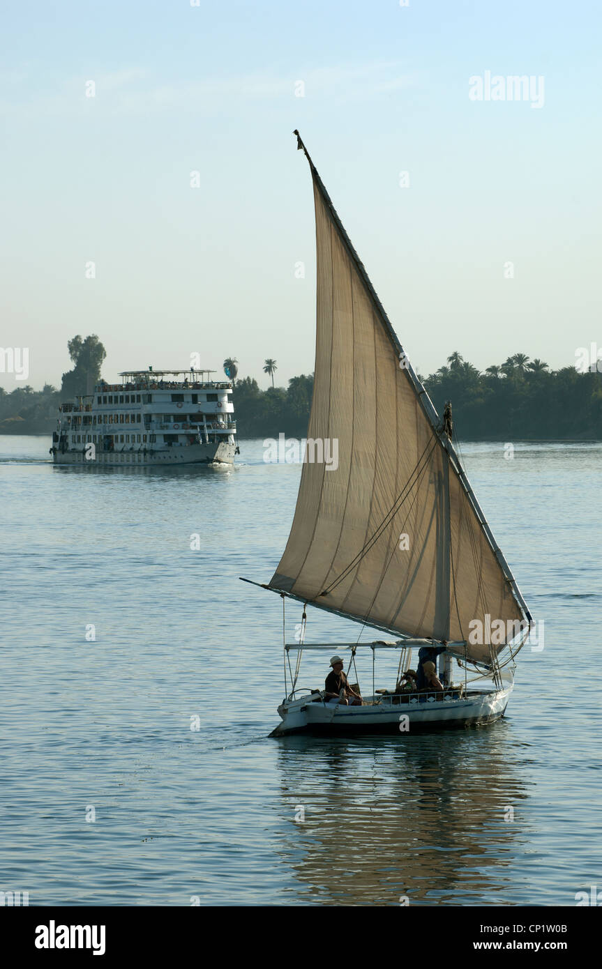 Feluccas sailing on the River Nile in Luxor Egypt Stock Photo - Alamy
