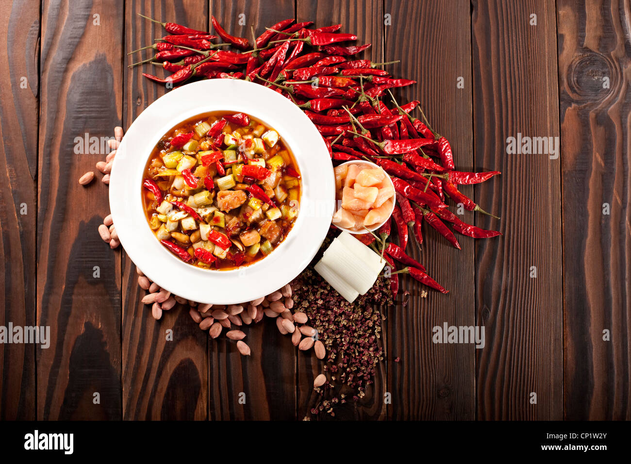 Kung Pao Chicken And Its Ingredients Stock Photo Alamy