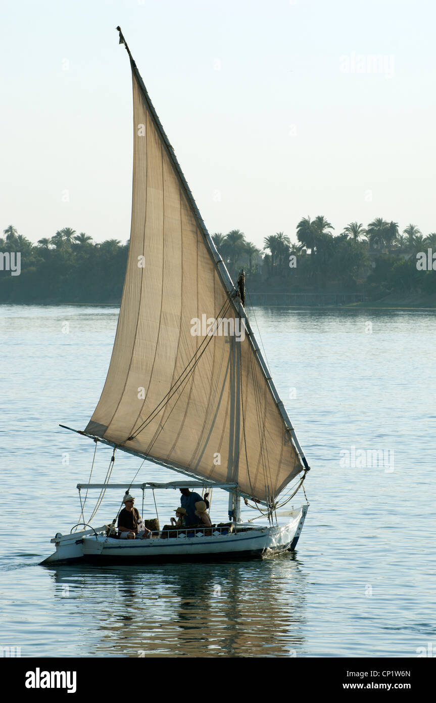 Feluccas sailing on the River Nile in Luxor Egypt Stock Photo - Alamy
