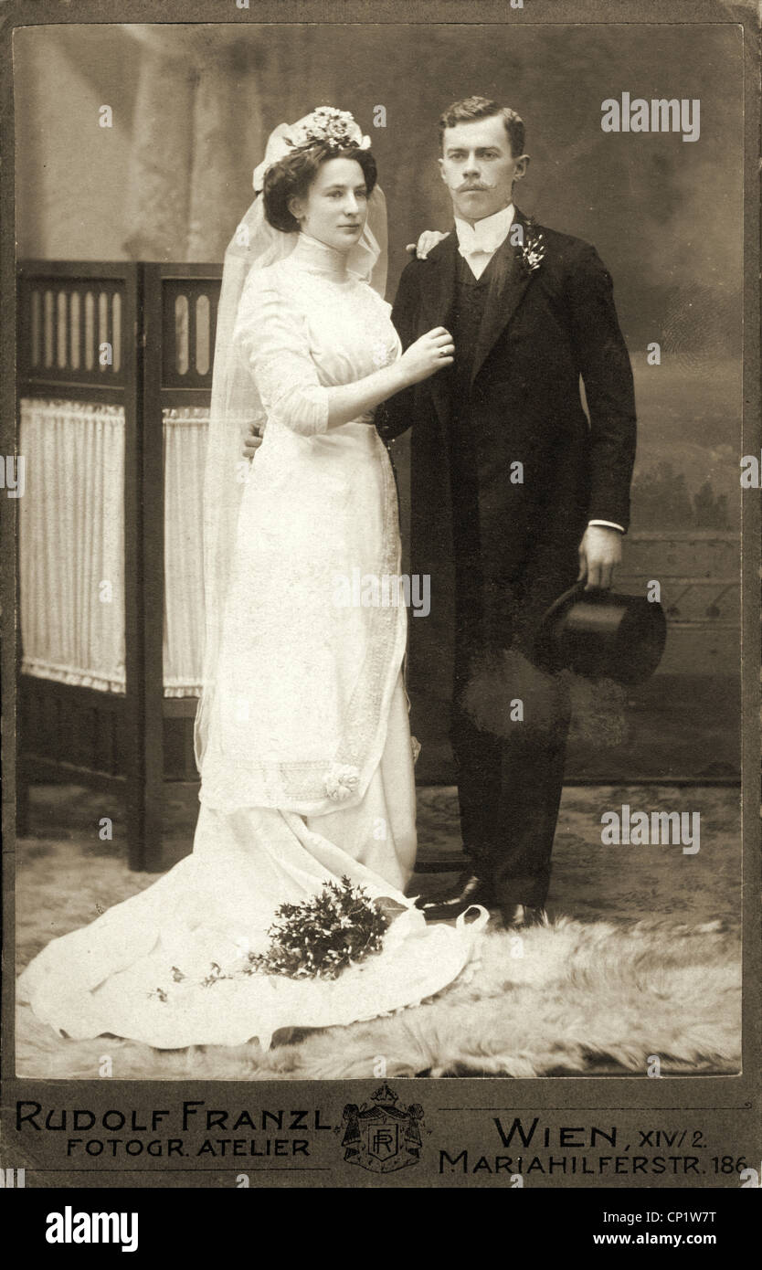 People Marriage Bridal Couple Cabinet Card Rudolf Franzl