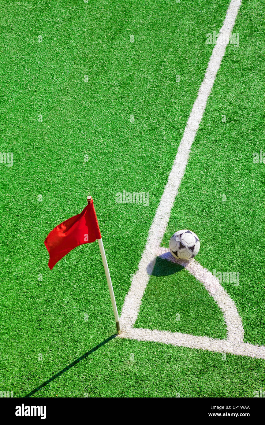 FootballSoccer corner flag and ball Stock Photo Alamy