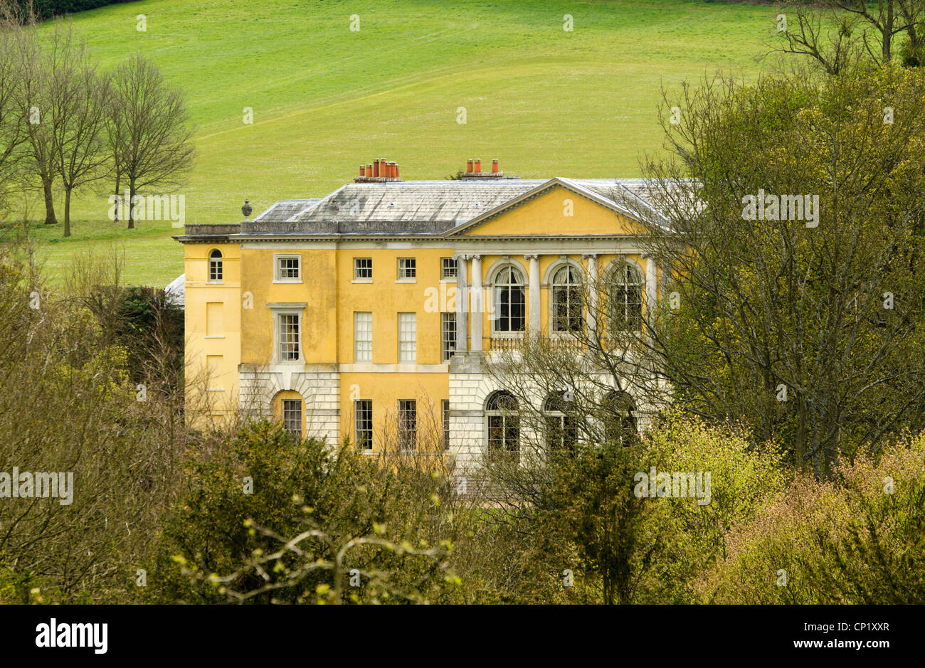 A view of West Wycombe Park and grounds a National Trust property, image taken from a public road. Stock Photo