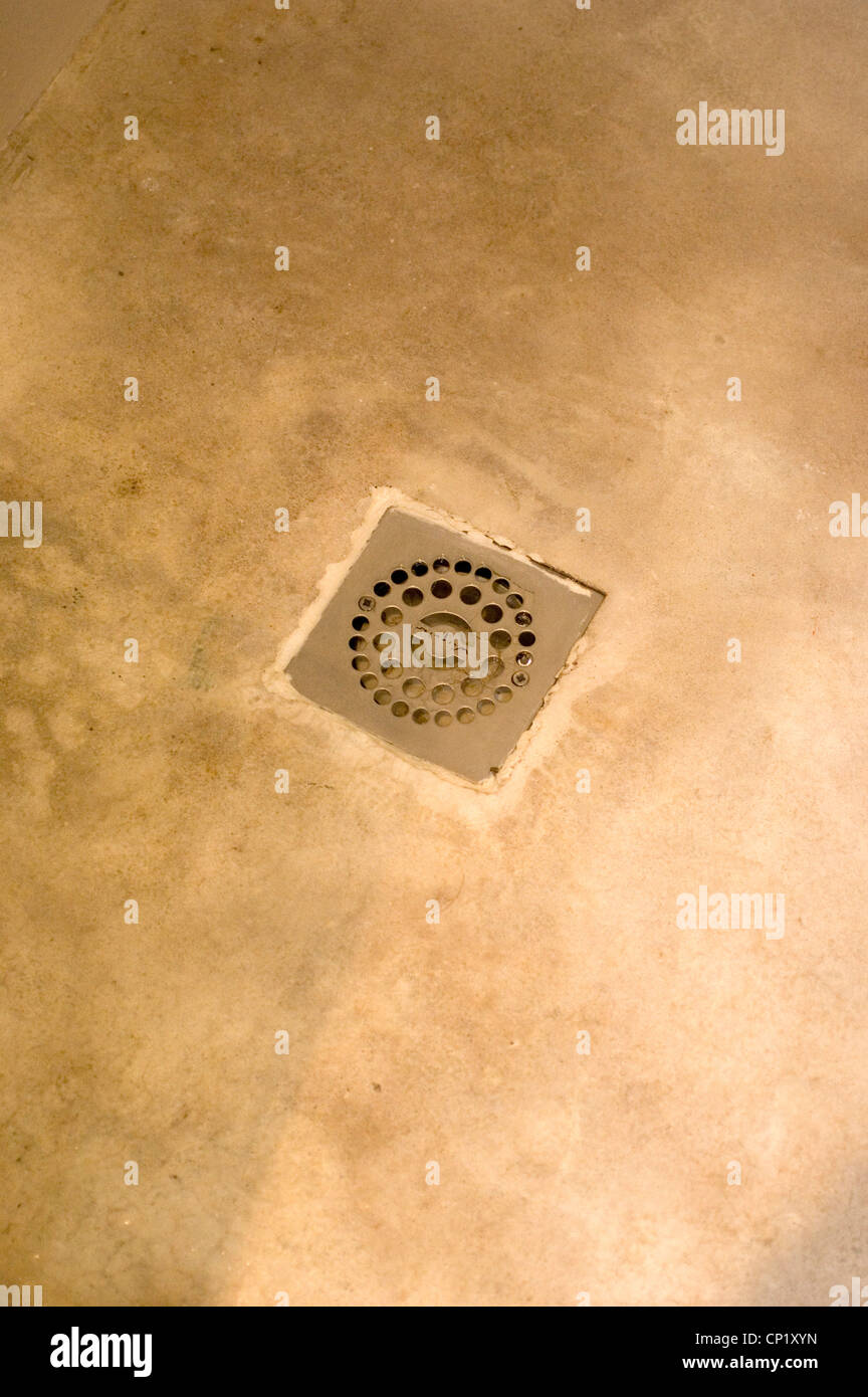 Drainage hole in residential bathroom Stock Photo Alamy