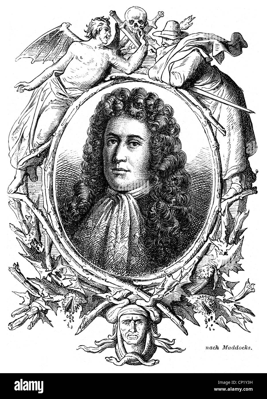 Fletcher of Saltoun, Andrew, 1655 - September 1716, Scottish writer and politician, portrait, wood engraving, 19th century, Stock Photo