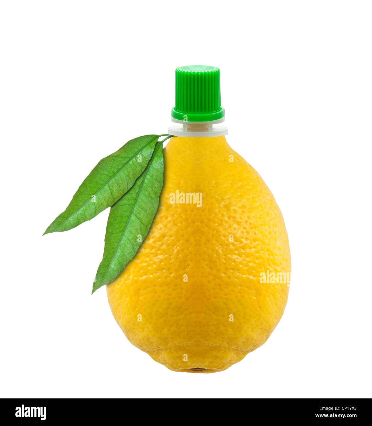 bottle of lemon juice in a lemonshaped Stock Photo Alamy
