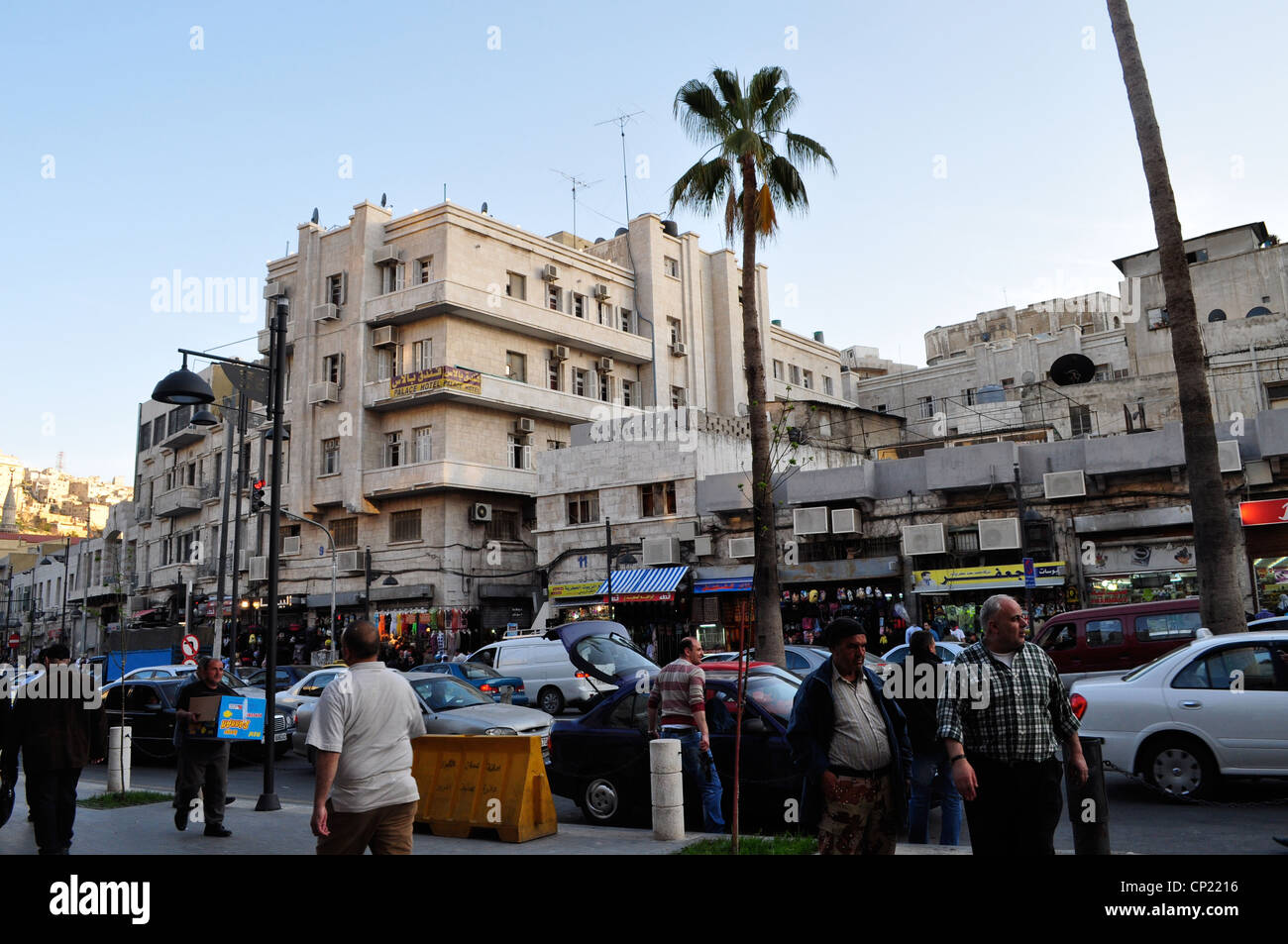 The old, Art Deco, Palace Hotel in Downtown Amman, Jordan on King Faisal  Street opposite the gold market on a busy Friday Stock Photo - Alamy