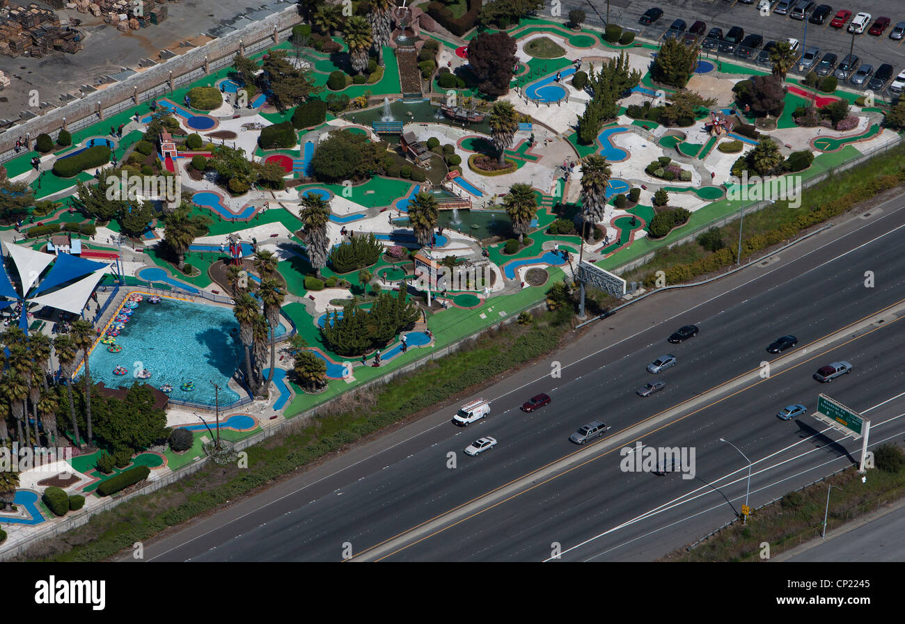 aerial photograph miniature golf, Redwood City, San Mateo County, California Stock Photo