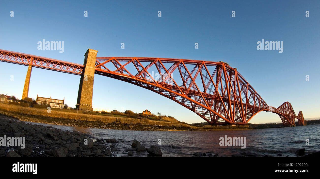 Forth Rail Bridge from North Queensferry. Stock Photo