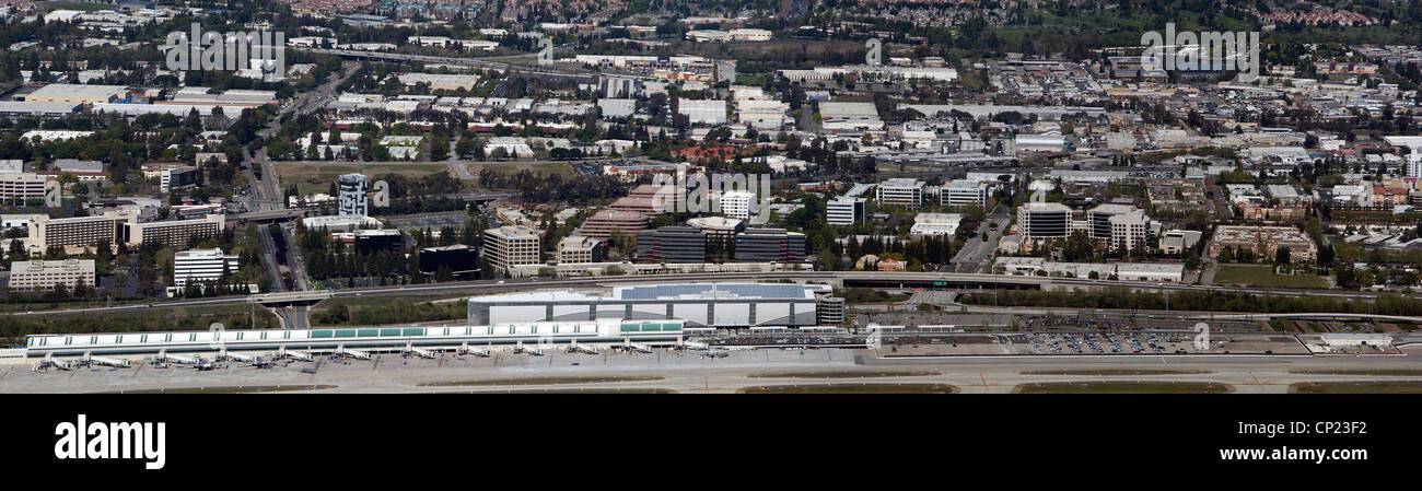 aerial photograph San Jose Minetta airport, Santa Clara, North San Jose California Stock Photo