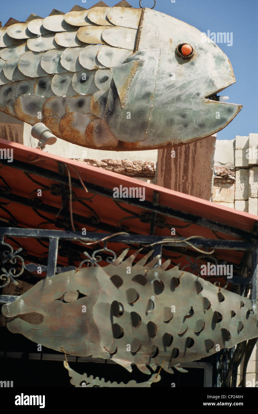 Fish sculpture seafood restaurant, Tel Aviv Stock Photo Alamy