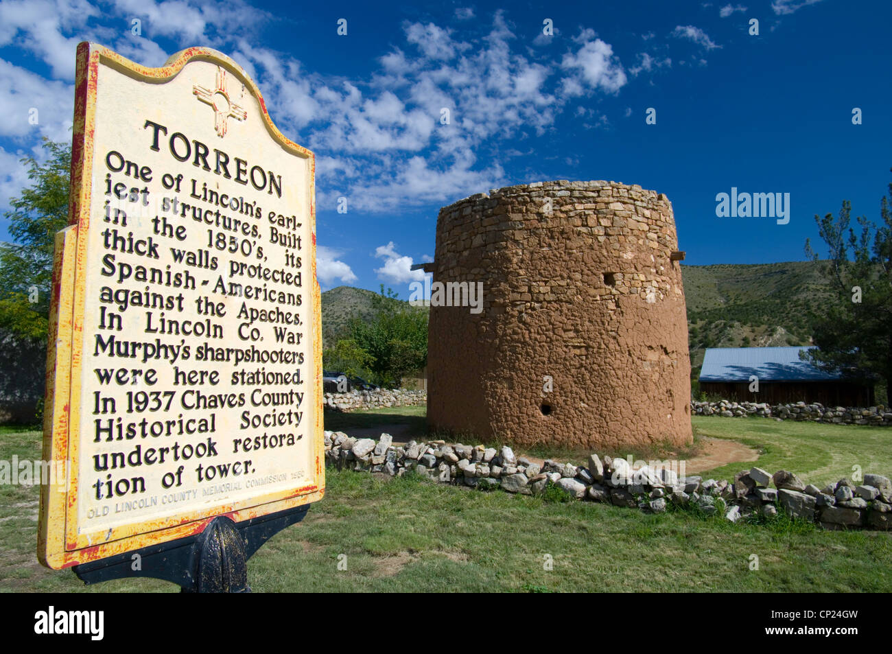 Historic torreon structure in Lincoln, New Mexico Stock Photo Alamy