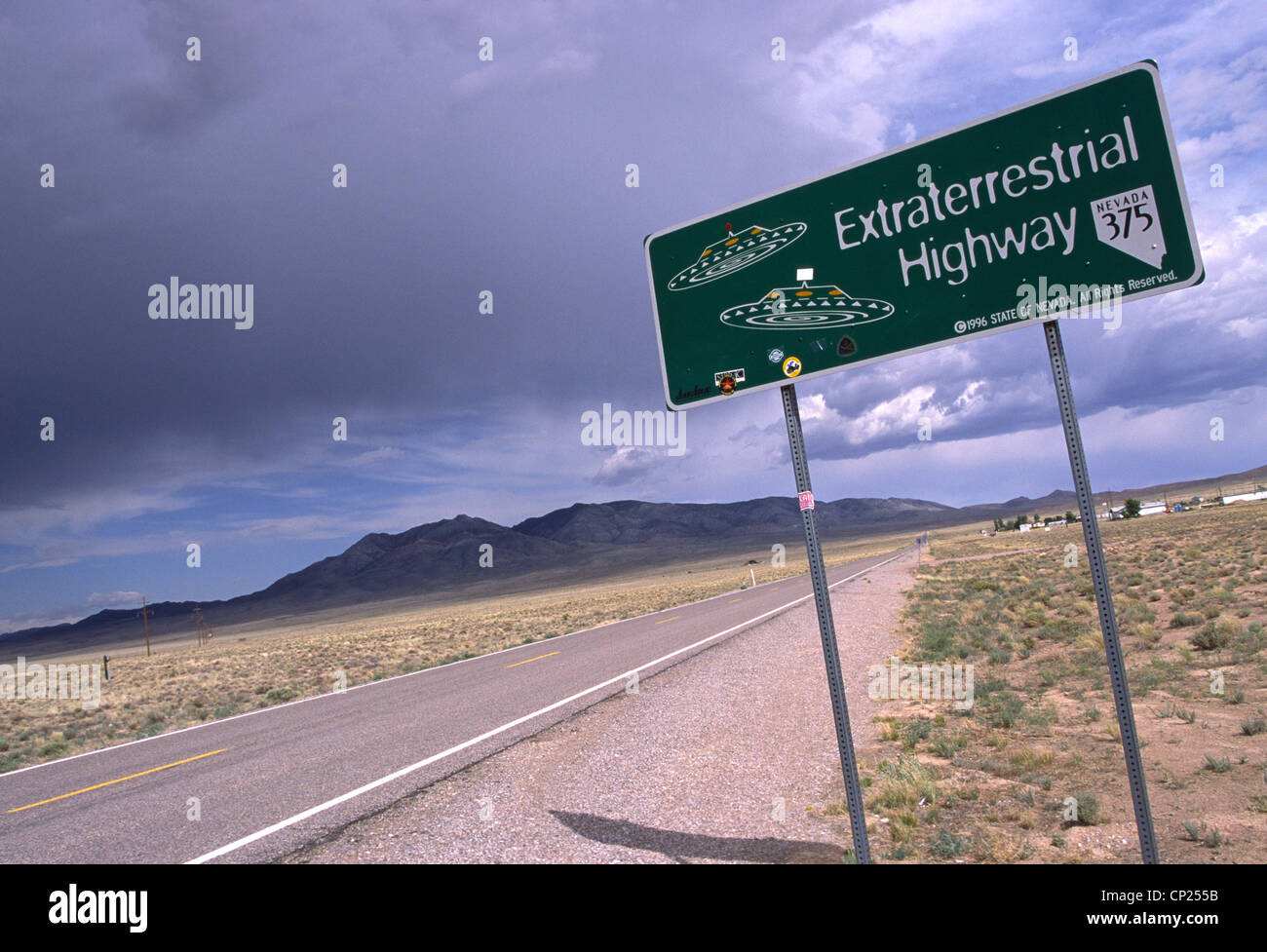 Highway 375, the 'Extraterrestrial Highway', northeast of Las Vegas, Nevada Stock Photo