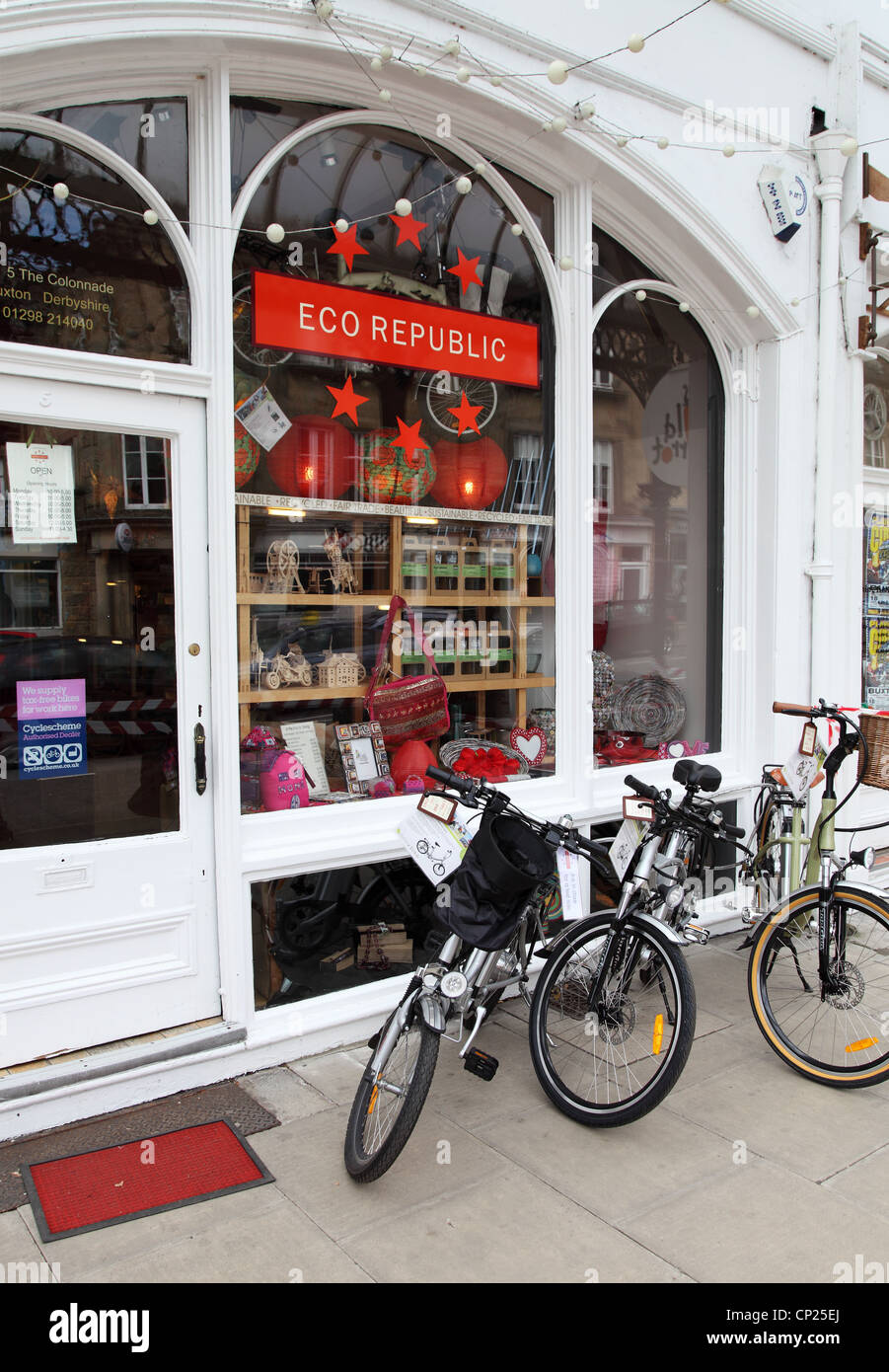 Eco Republic shop with electric bicycles for sale, Buxton, Derbyshire, England, UK Stock Photo