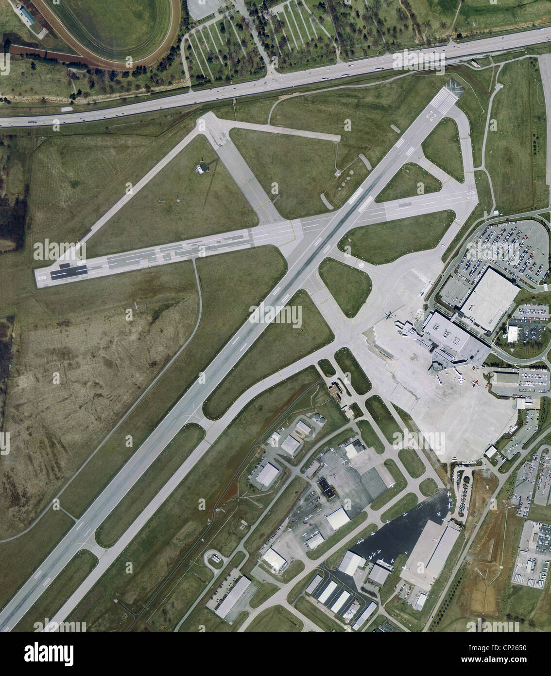 aerial photo map Blue Grass Airport, Lexington, Kentucky Stock Photo