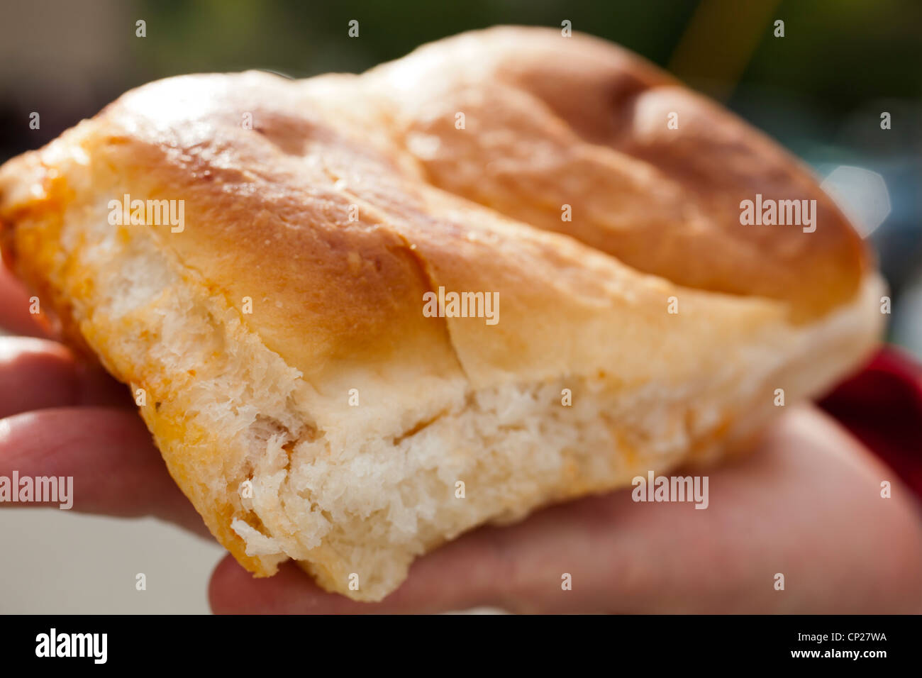 Pepperoni Roll, the official state food of West Virginia. Stock Photo