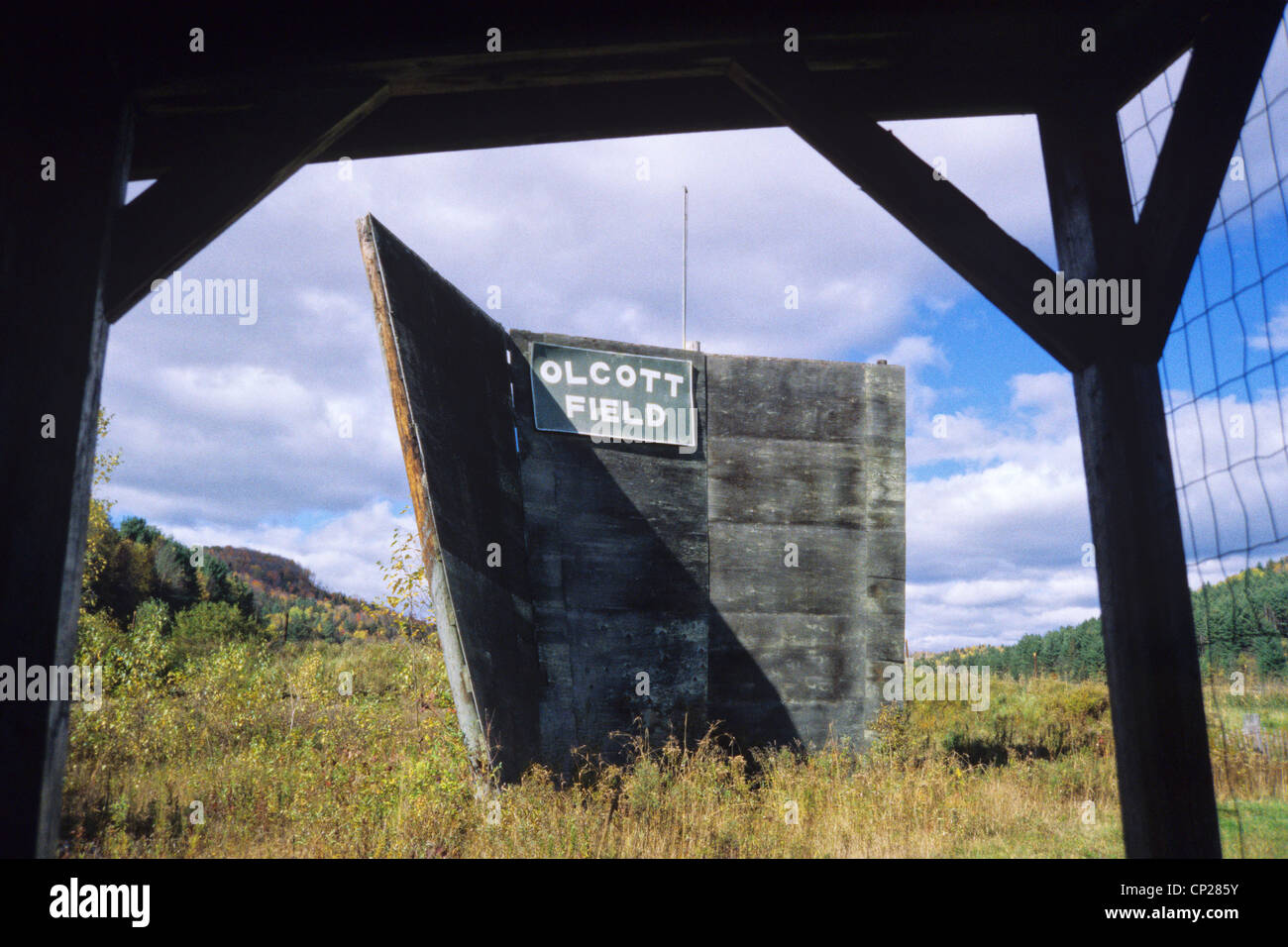Abandoned baseball field near the frontier between Vermont and New