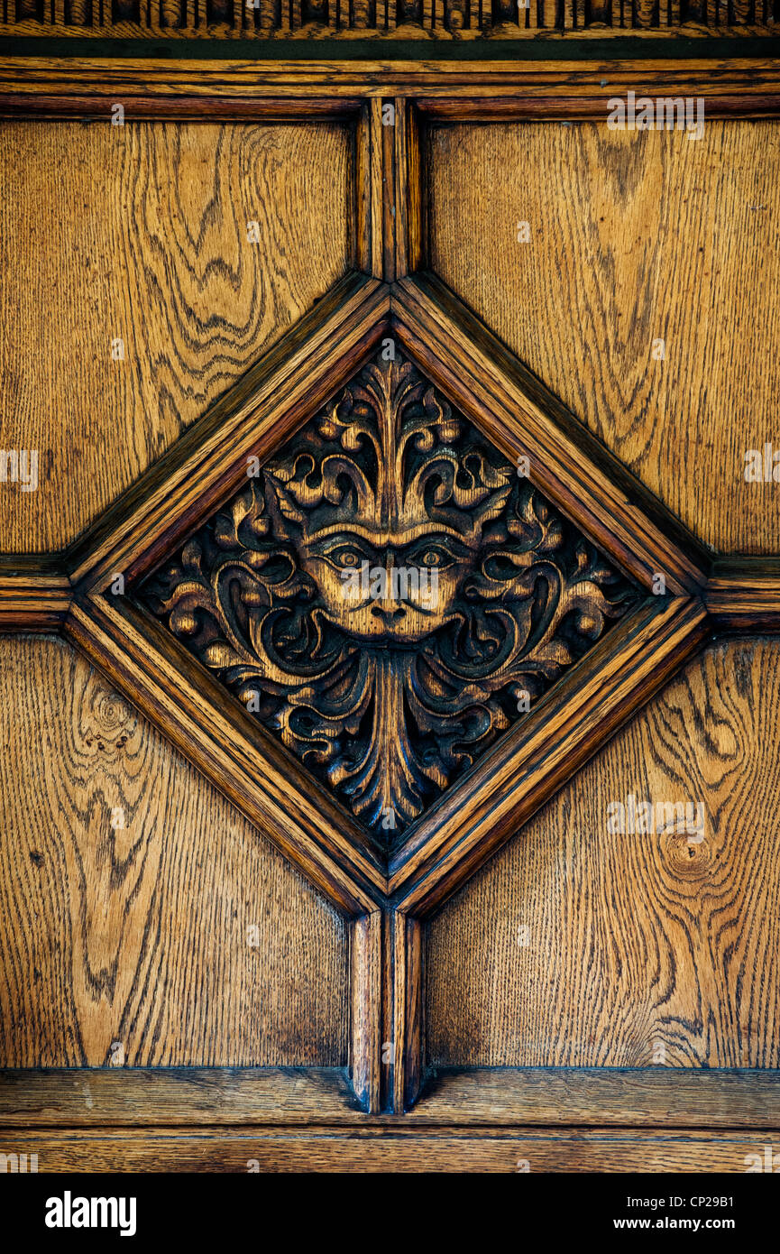 The Aslan door. Lion face door carving. Brasenose College, Oxford, Oxfordshire, England Stock Photo