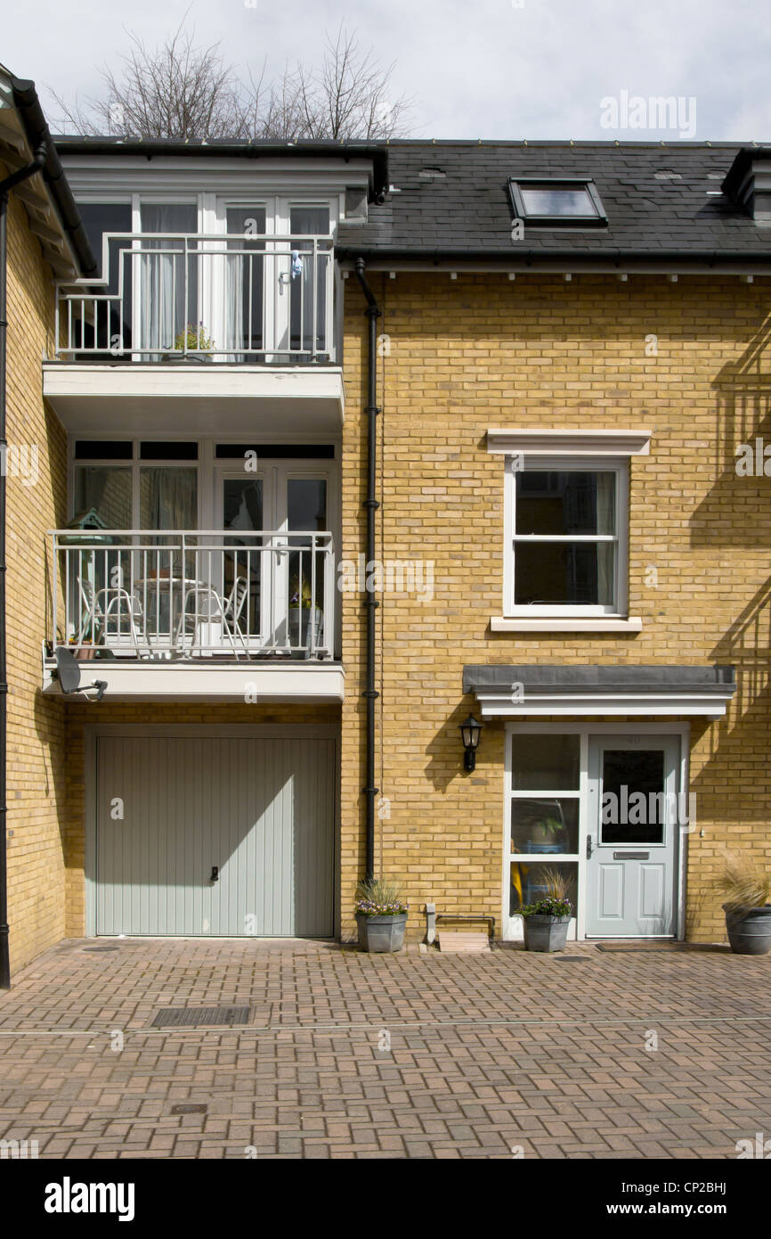 Modern Town House Garage and Balconies Stock Photo