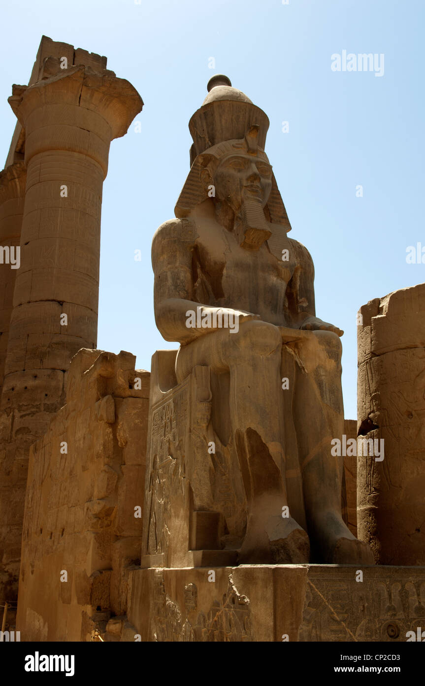 The Statue of Ramases ll  at Karnak temple Luxor Egypt. Stock Photo