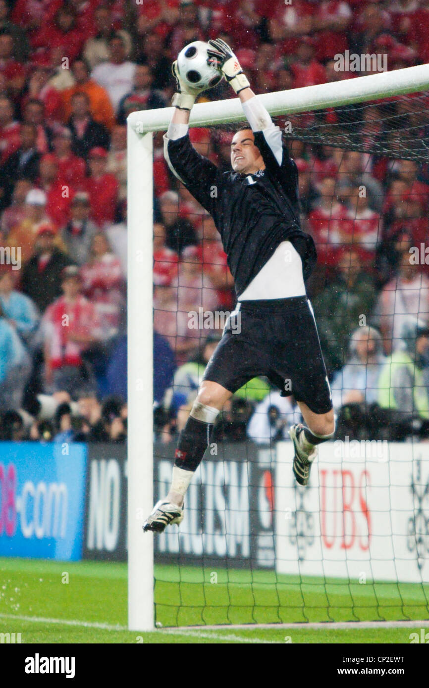 Goalkeeper Diego Benaglio of Switzerland jumps and makes a save during UEFA Euro 2008 Group A match against Turkey. Stock Photo