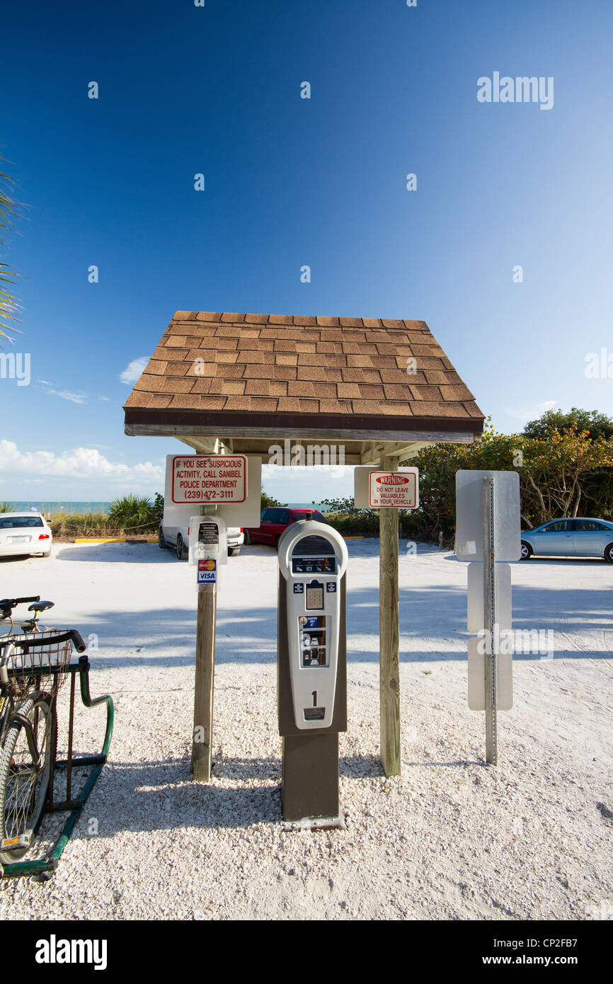 Parking parkandpay machine on Sanibel Island Florida beaches Pay