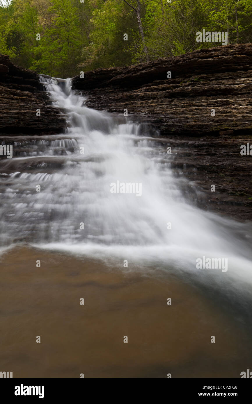 Six Finger Falls Waterfall in the Ozark Mountains of Arkansas– USA Stock Photo