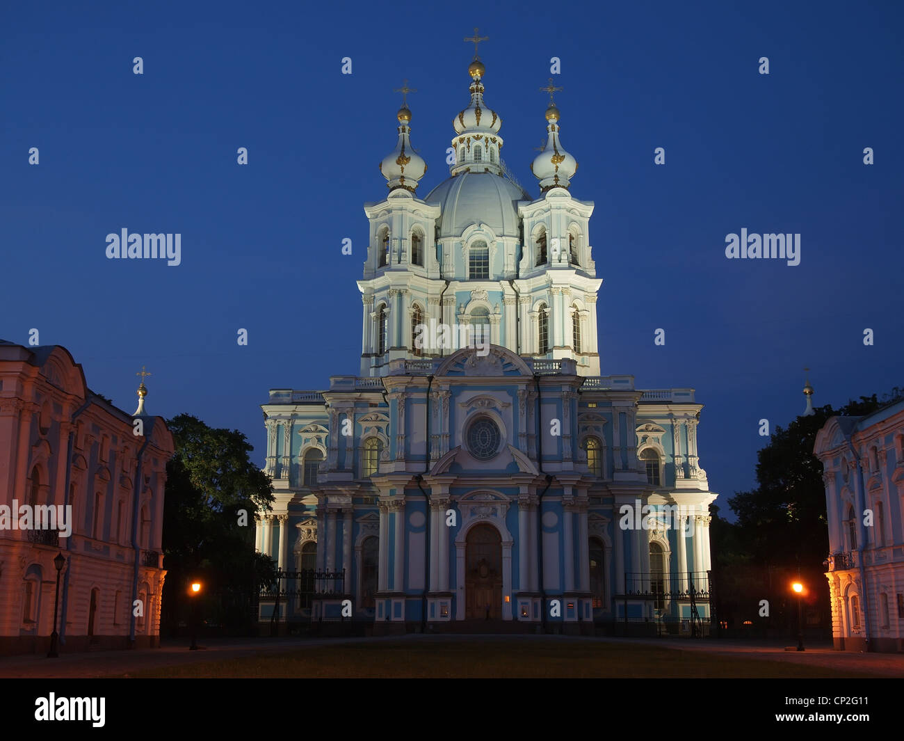 Smolny Cathedral in St. Petersburg during the white nights Stock Photo