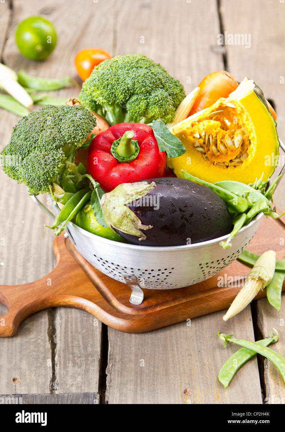 Varieties of vegetables in colander Stock Photo Alamy