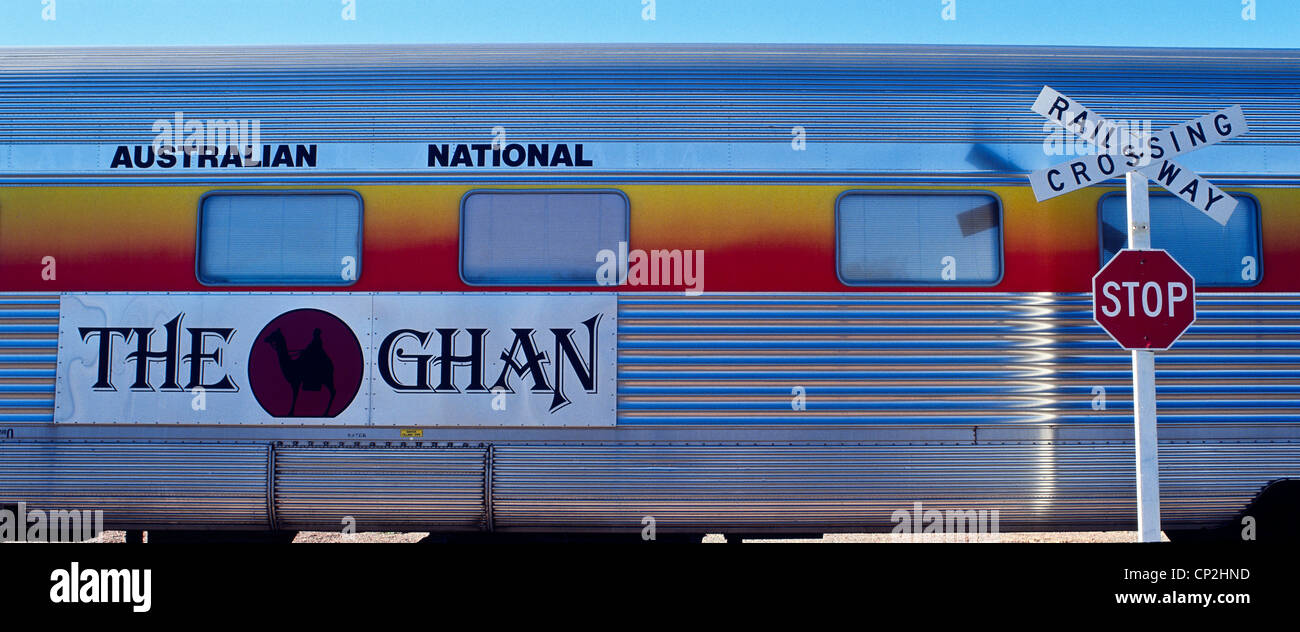 'The Ghan' passenger train, Alice Springs Stock Photo