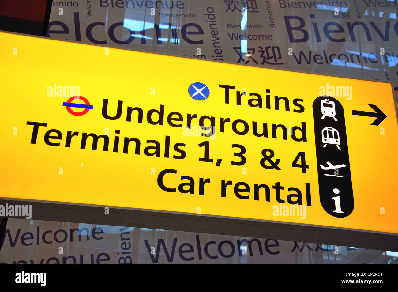 Direction sign inside Terminal 5, Heathrow Airport. London Borough of