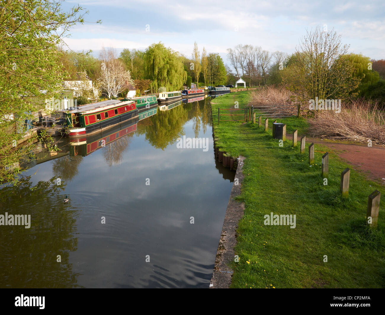 Narrowboats on the Trent and Mersey Canal near Elworth Cheshire UK Stock Photo