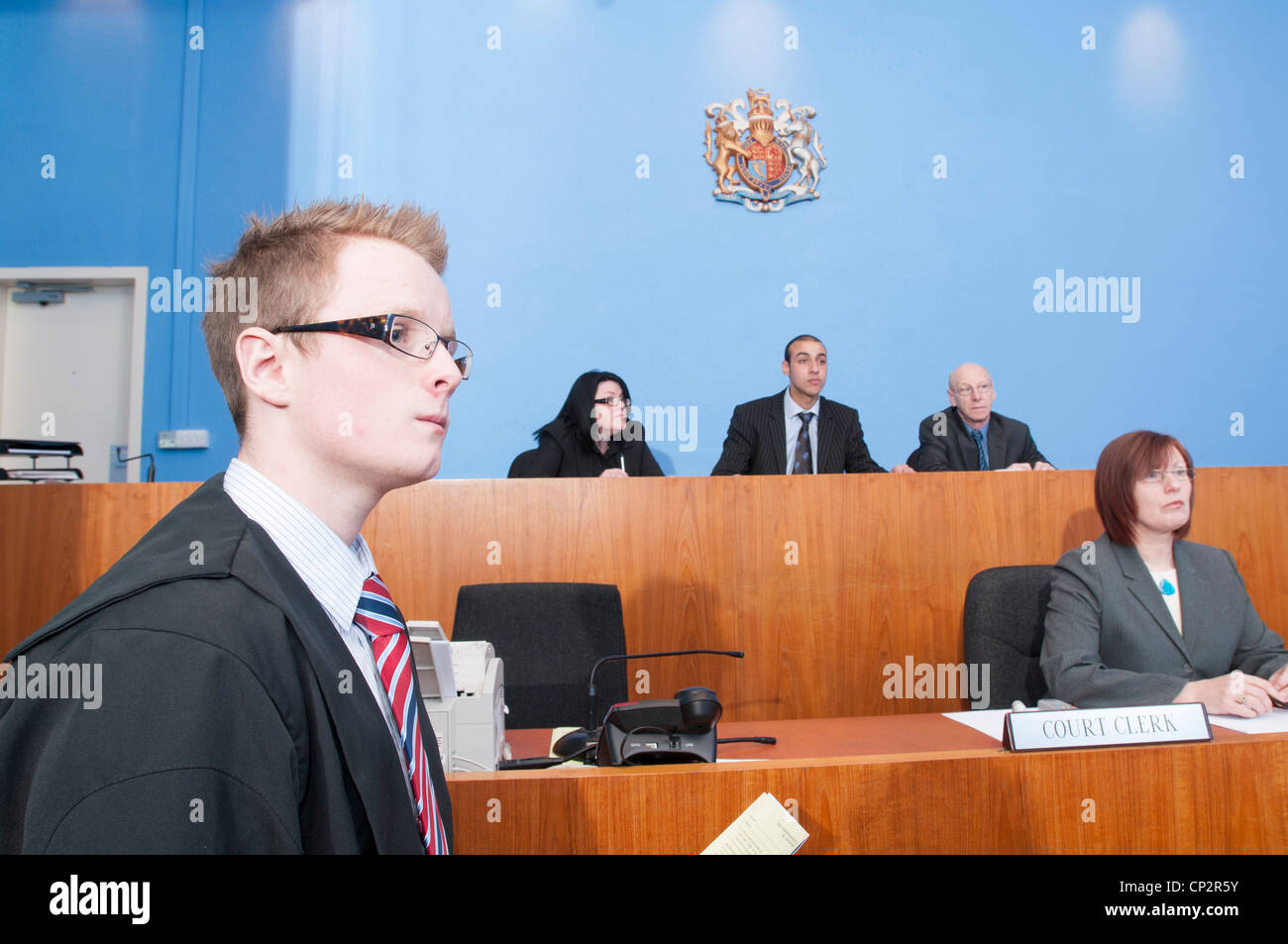The Bench in a Magistrates' Court Stock Photo