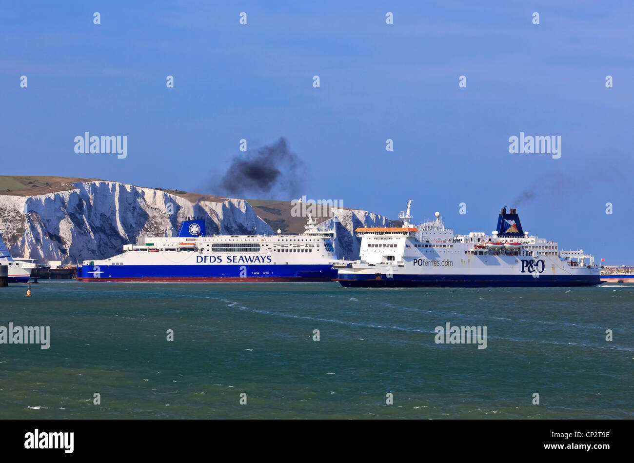 3780. DFDS & P&O Ferries berthing, Dover Harbour, Kent, UK Stock Photo