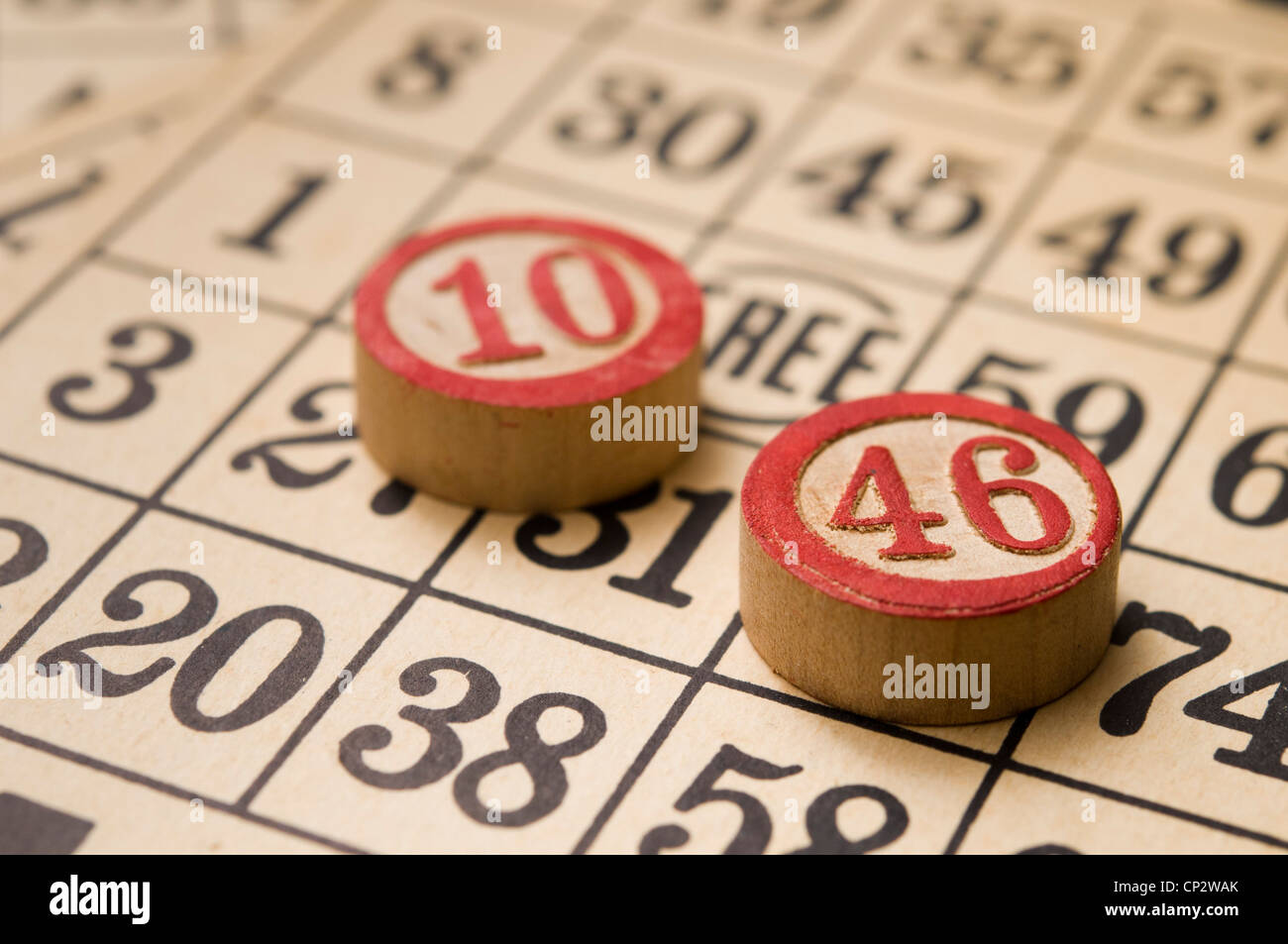 retro bingo card and markers Stock Photo Alamy