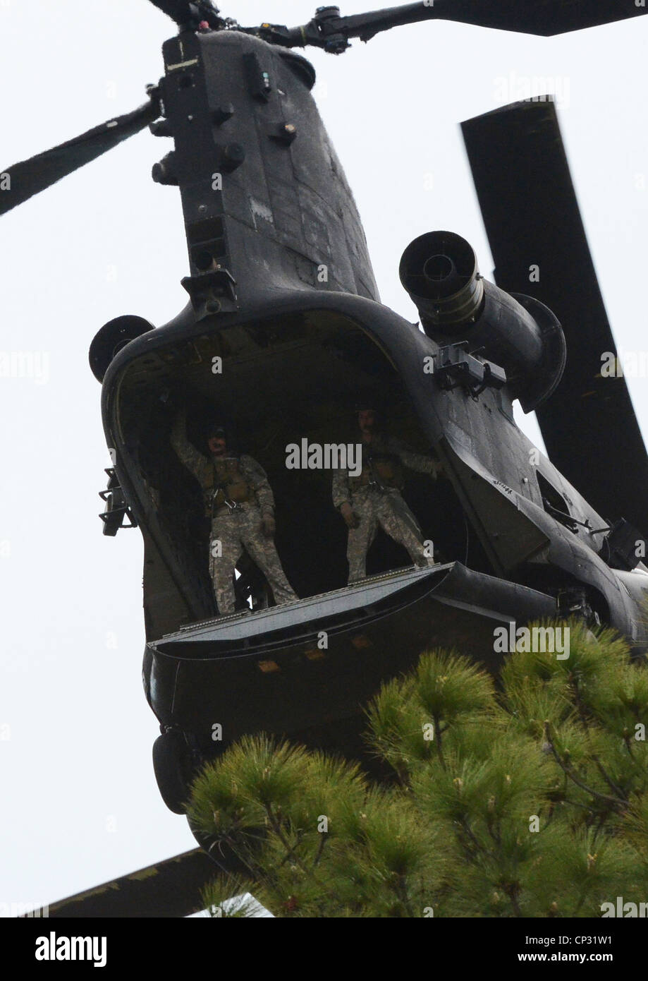 US Special Operations Forces demonstration a direct action raid during a display of the range of US Army Special Operations capabilities April 25, 2012 at Fort Bragg, N.C. Stock Photo