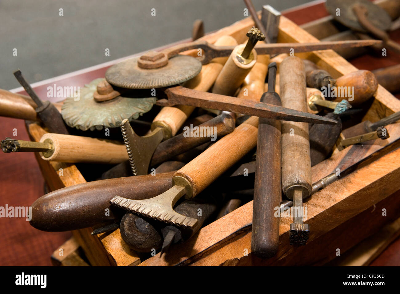 leather embossing tools Stock Photo