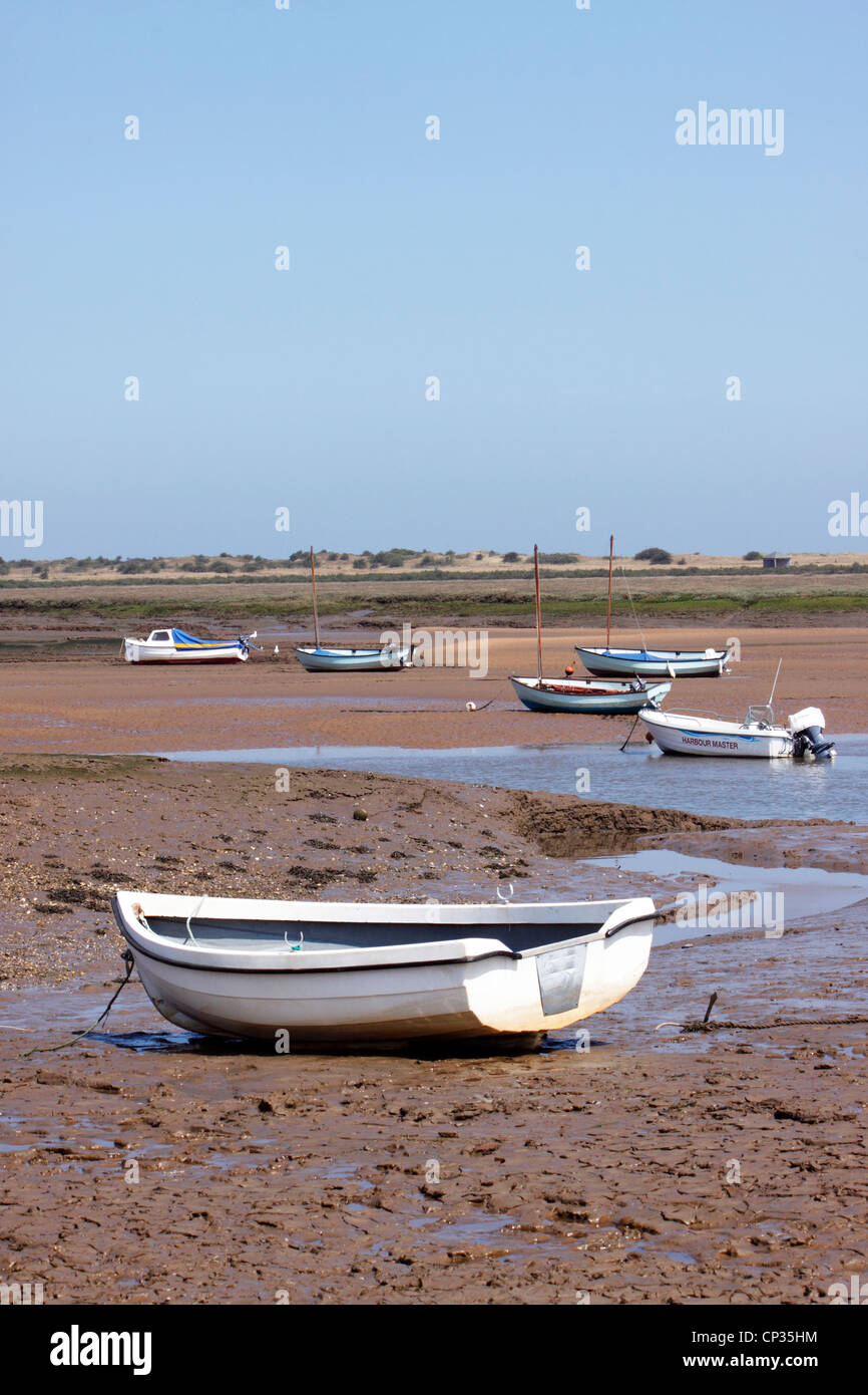 LOW WATER AT BRANCASTER STAITHE. NORTH NORFOLK. UK. Stock Photo