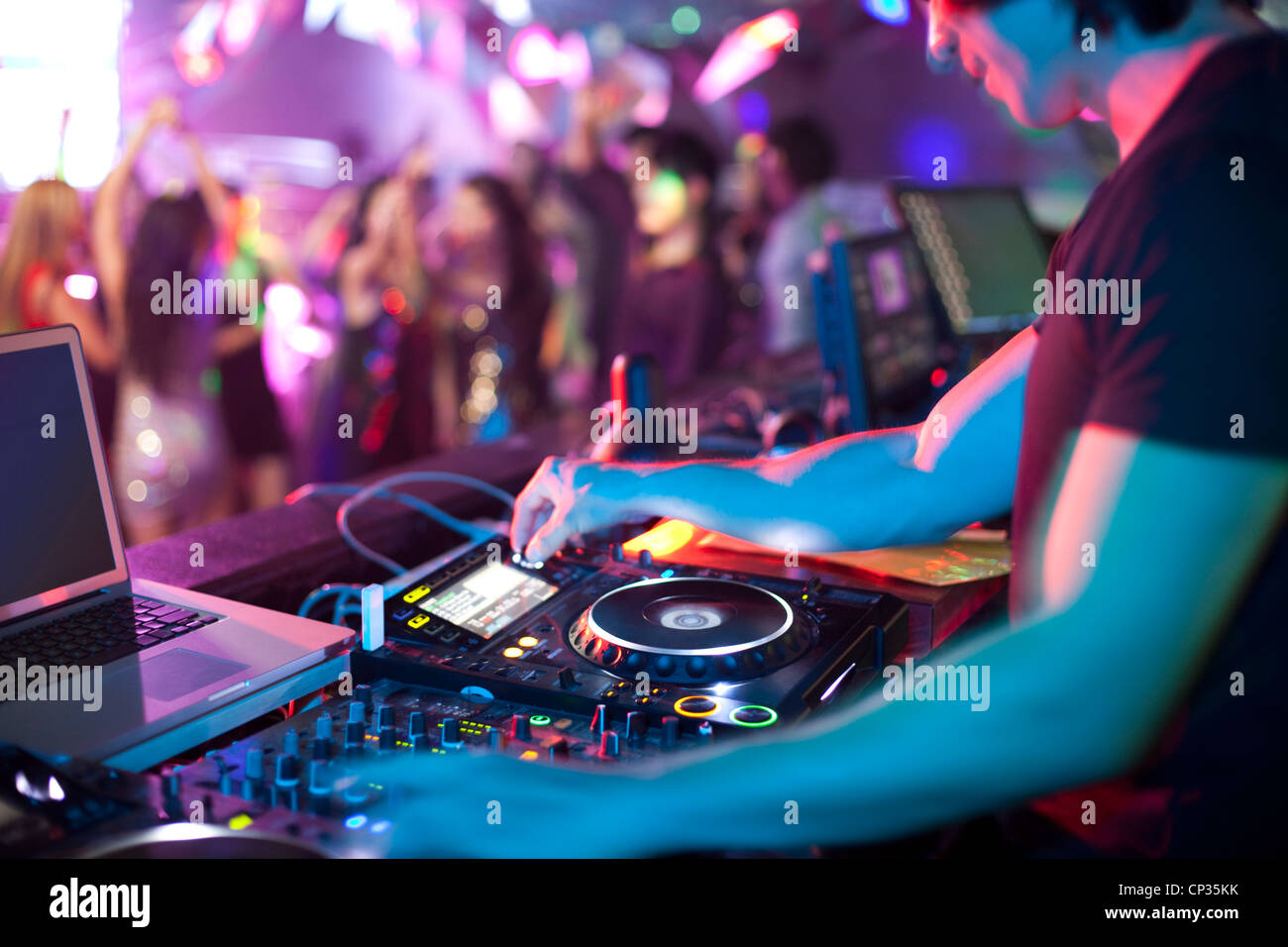 DJ doing record Scratching in Stock Photo Alamy