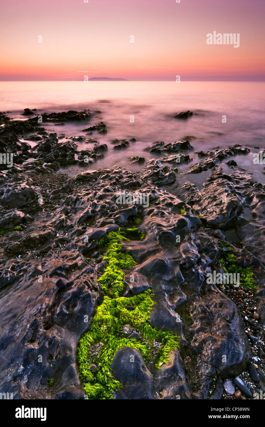 Early morning sunrise seascape in Malahide, Ireland Stock Photo