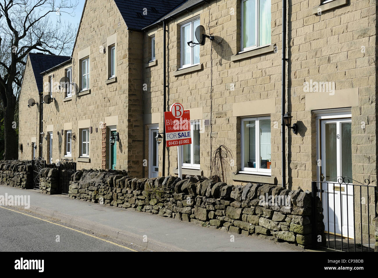 derbyshire stone cottage for sale eyam england uk Stock Photo Alamy